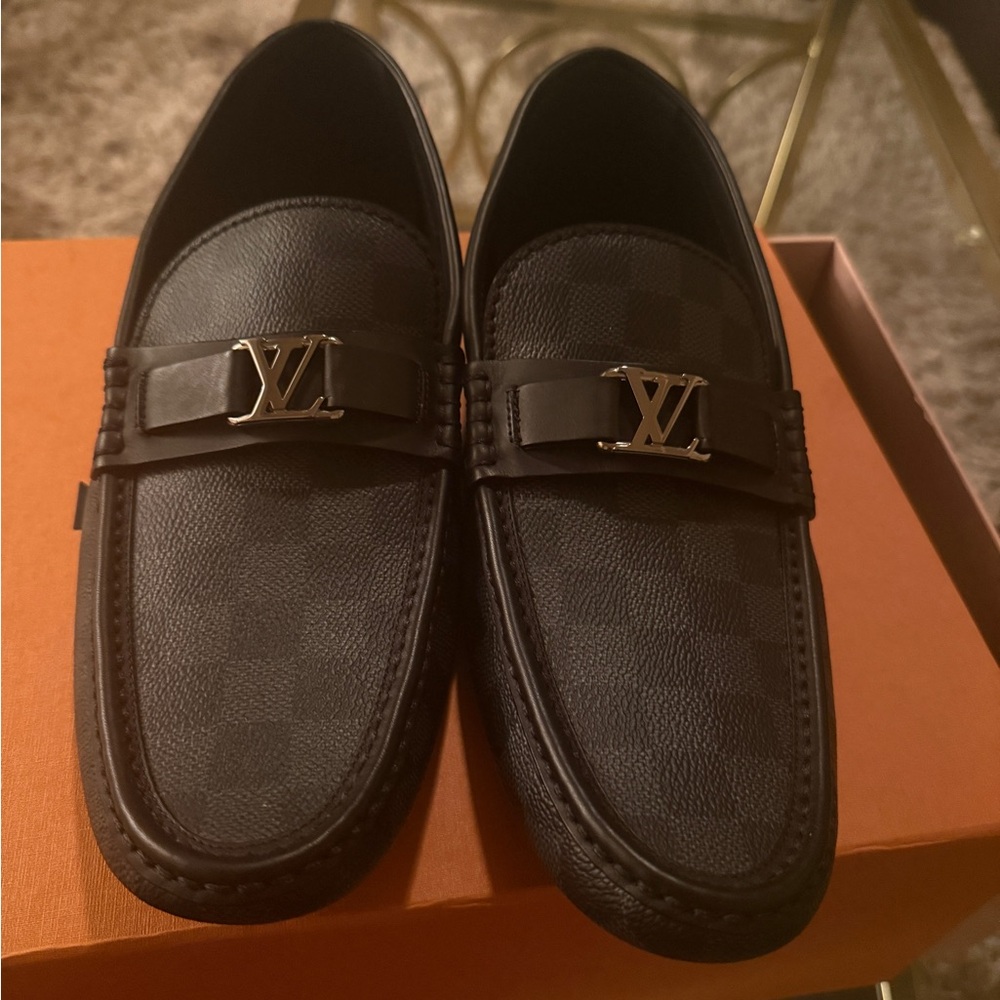Louis Vuitton Dark Checkered Men's Slip-Ons